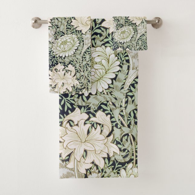 Chrysanthemum, William Morris Bath Towel Set (Insitu)