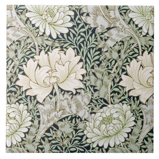 Chrysanthemum, William Morris Tile (Front)