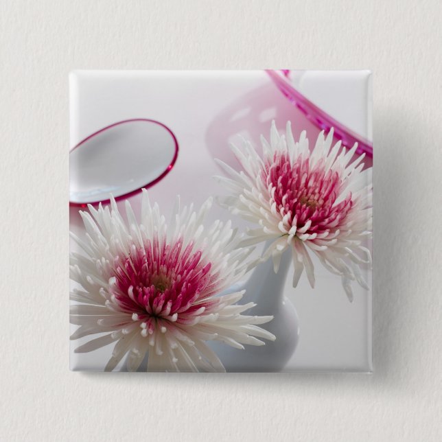 Chrysanthemums 2 Inch Square Button (Front)