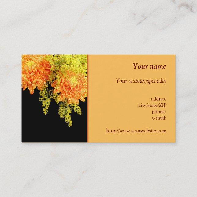 "Chrysanthemums and Goldenrods" business card (Front)