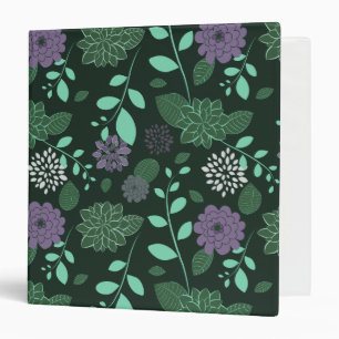 Chrysanthemums and Leaves Greens and Purples Binder