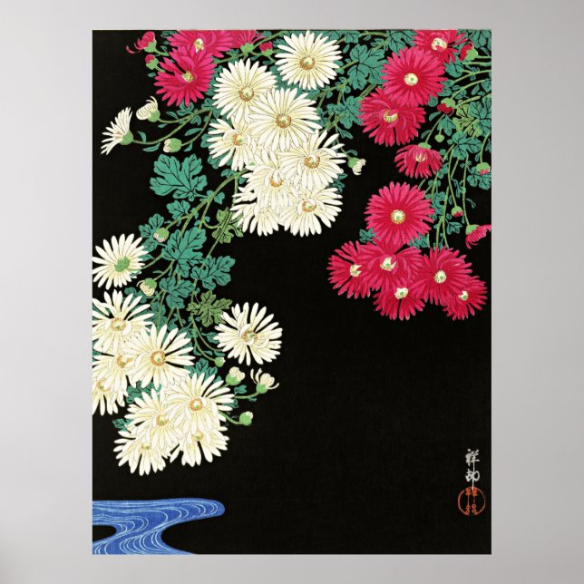 Chrysanthemums, beautiful painting by Ohara Koson Poster (Front)