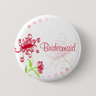 Chrysanthemums Bridesmaid/Bestman Badge 2 Inch Round Button