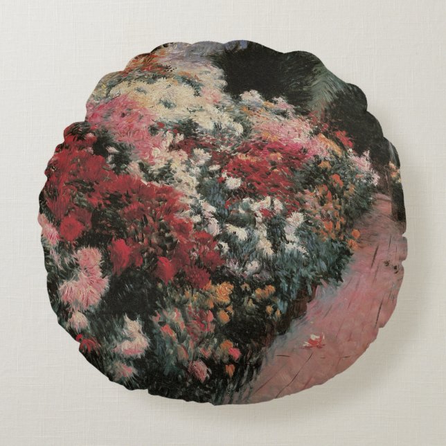 Chrysanthemums by Dennis Bunker Miller, Fine Art Round Pillow (Front)