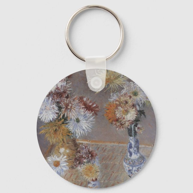 Chrysanthemums by Gustave Caillebotte Keychain (Front)