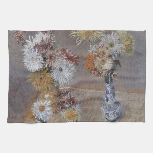 Chrysanthemums by Gustave Caillebotte Kitchen Towel (Horizontal)
