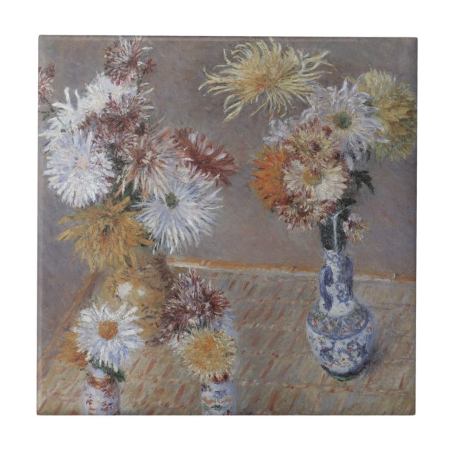 Chrysanthemums by Gustave Caillebotte Tile (Front)