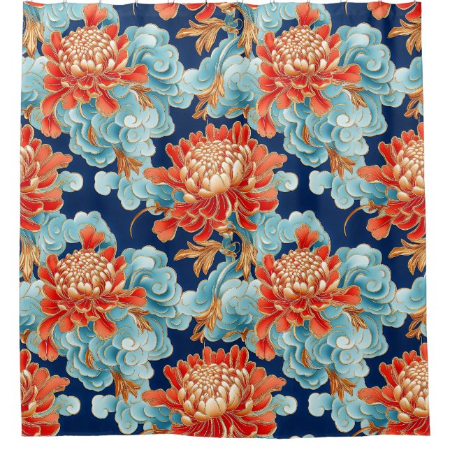 Chrysanthemums,Chinese cloud pattern background (Front)