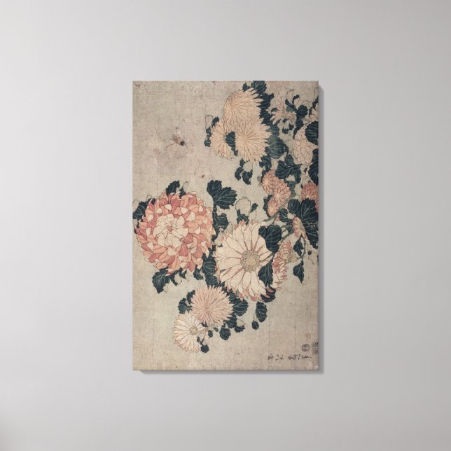 Chrysanthemums (colour woodblock) canvas print (Front)