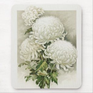 Chrysanthemums – Elegant Vintage Botanical Mouse Pad