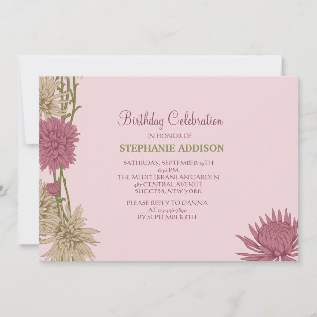 Chrysanthemums Floral Invitation (Front)