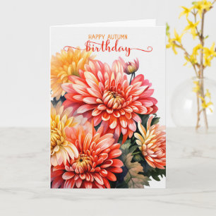 Chrysanthemums for an Autumn Season Birthday Card