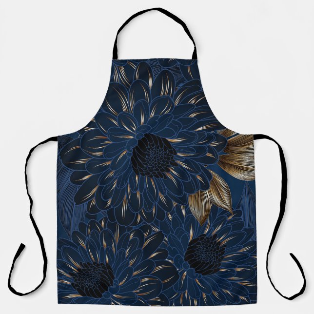 Chrysanthemums hand-drawn, elegant floral pattern. apron (Front)