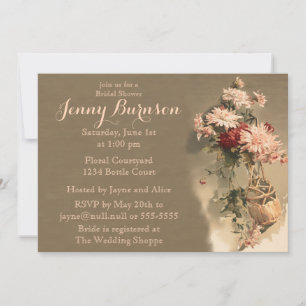 Chrysanthemums in a Bottl Bridal Shower Invitation