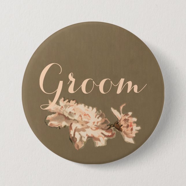 Chrysanthemums in a Bottle Groom Button (Front)