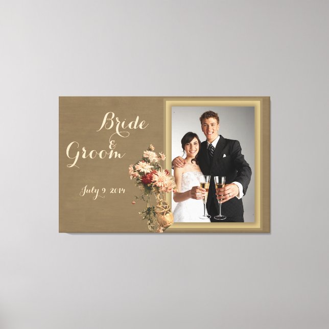 Chrysanthemums in a Bottle Wedding Keepsake Canvas (Front)