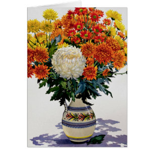 Chrysanthemums in a patterned jug 2005