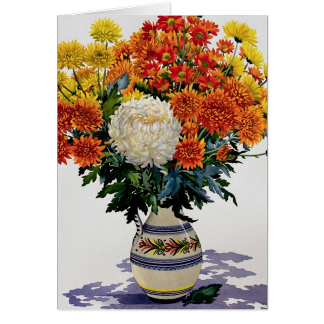 Chrysanthemums in a patterned jug 2005 (Front)