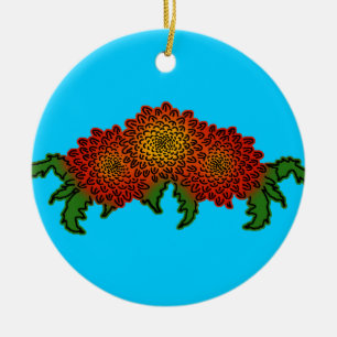 Chrysanthemums Motif Ceramic Ornament
