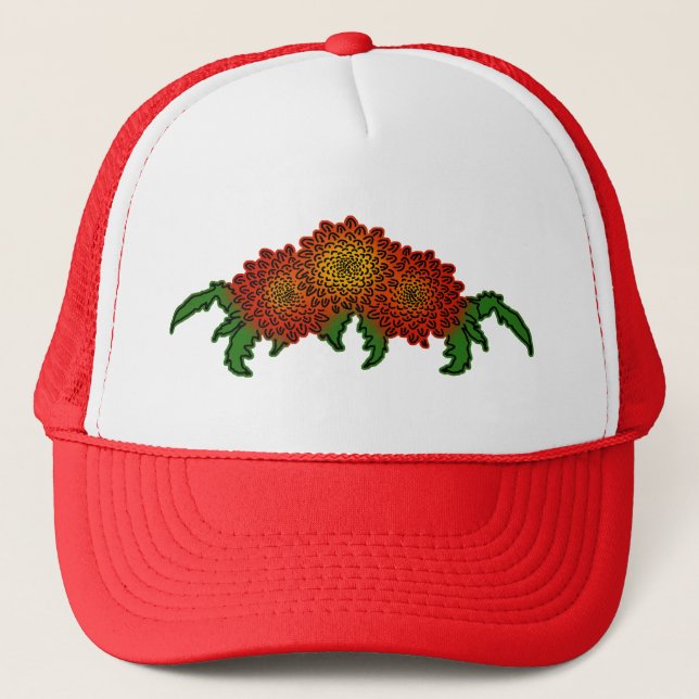 Chrysanthemums Motif Trucker Hat (Front)
