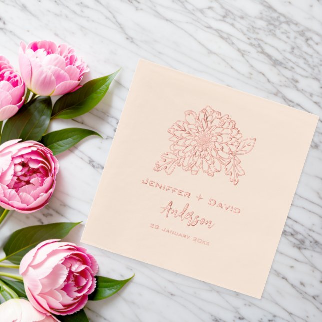Chrysanthemums Personalized wedding,bridal shower Foil Napkins (Insitu (Wedding))