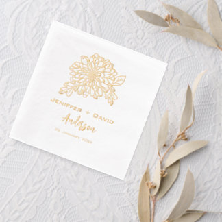 Chrysanthemums Personalized wedding,bridal shower Foil Napkins