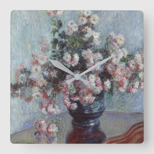 Chrysanthemums Square Wall Clock (Front)