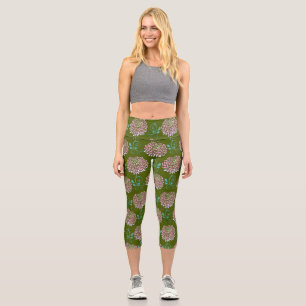chrysanthemums swirls capri leggings