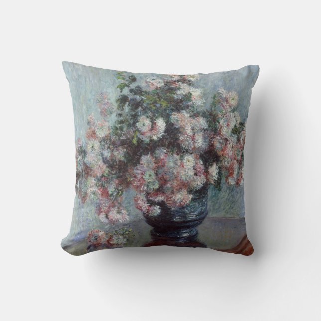 Chrysanthemums Throw Pillow (Front)