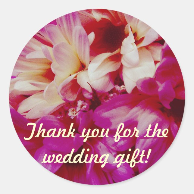 Chrysanthemums Wedding Gift Thank You Stickers (Front)