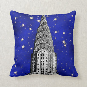 Chrysler Building Dome and a Starry Blue Sky Throw Pillow