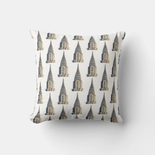 Chrysler Building Dome Pattern Black on White Throw Pillow