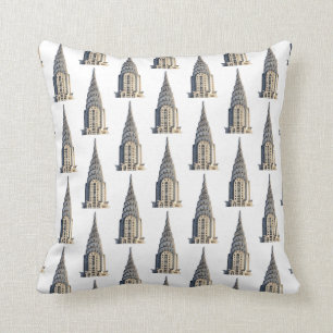 Chrysler Building Dome Pattern Black on White Throw Pillow