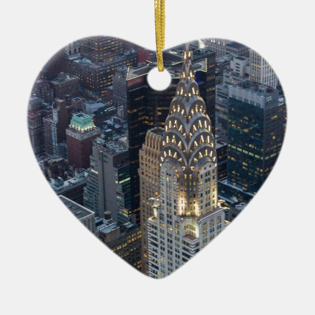 Chrysler Building New York City Aerial Skyline NYC Ceramic Ornament (Front)