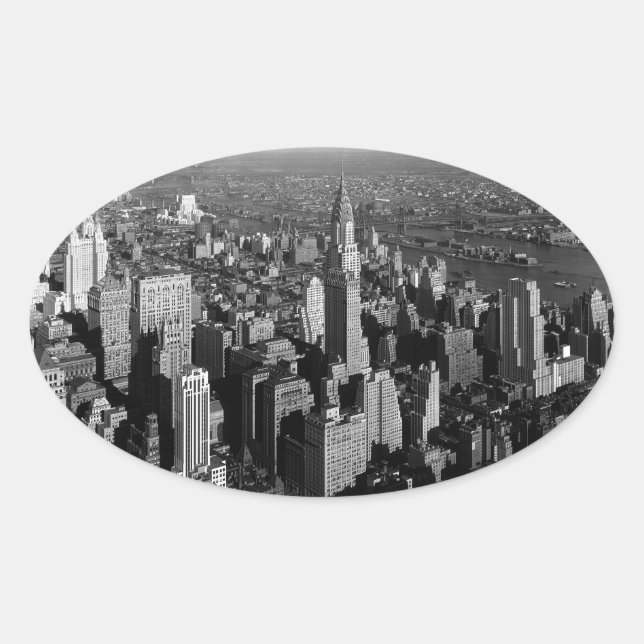 Chrysler Building New York Manhattan Oval Sticker (Front)