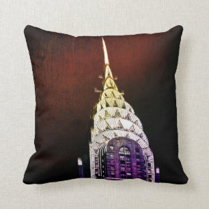 Chrysler Building - Purple and Red - NYC Throw Pillow