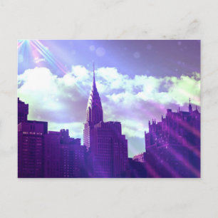 Chrysler Building - Purple - New York Fairy Tale Postcard