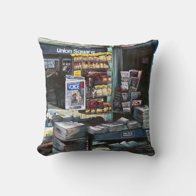 Chrysocolia Morning, Union Square, NYC Throw Pillow (Front)