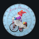 Chtistmas Dart Board Happy Gnome with Gifts<br><div class="desc">Merry Christmas - Funny Gnome with Bike and Gifts - Cartoon Drawing Fun Happy Little Gnome - Choose / Add Your Unique Text - Name / Font / Colours - Make Your Special Gift - Resize and move or remove and add elements / image with customization tool ! - Drawing...</div>