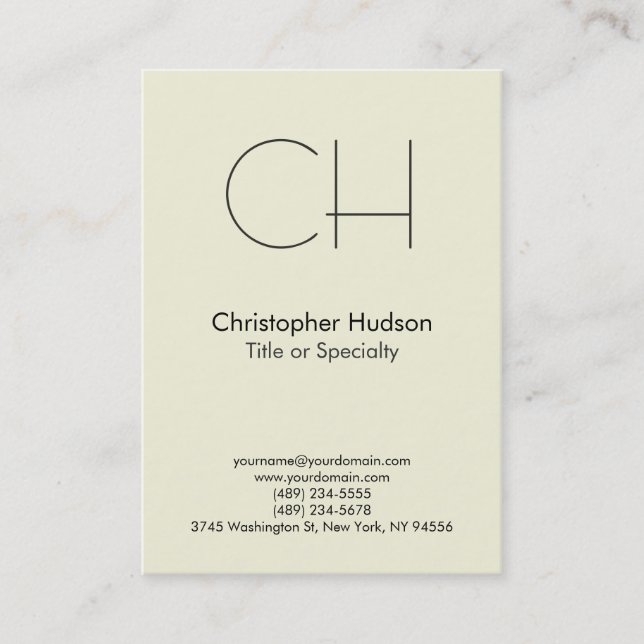 Chubby Beige tendance Monogram Carte de visite mod (Devant)