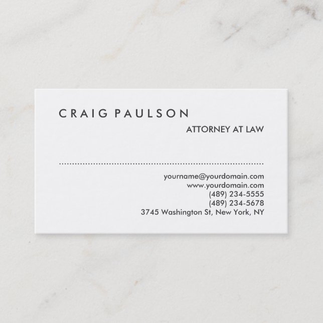 Chubby Black White Attorney, Carte de visite du dr (Devant)