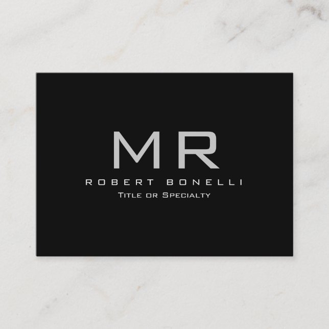 Chubby Black White Grey Monogram Business Card (Front)