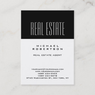 Chubby Black White Real Estate Agent Business Card