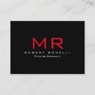Chubby Black White Red Monogram Business Card