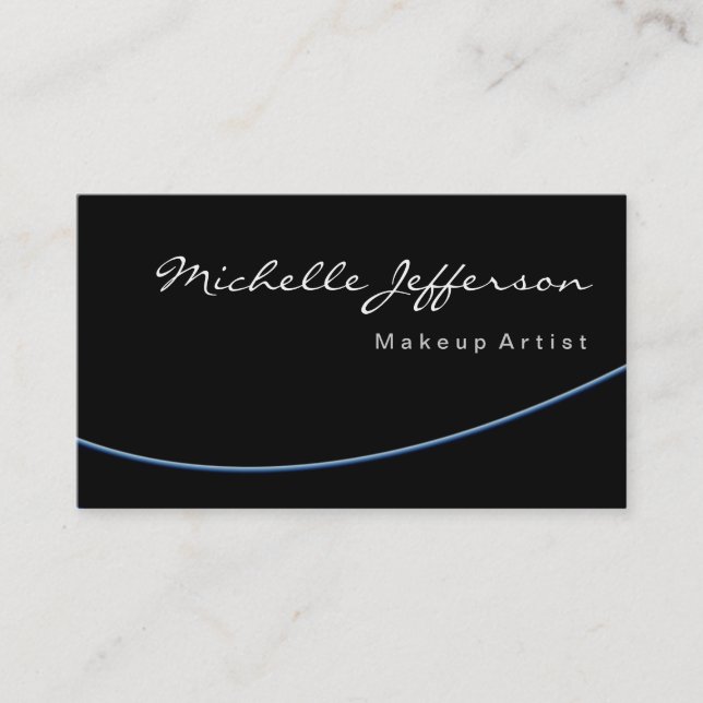 Chubby Blue Spiral Black Grey Script Business Card (Front)