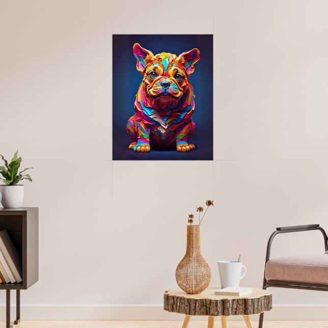 Chubby Bulldog puppy Abstract look. Wall Art Decor (Living Room 3)