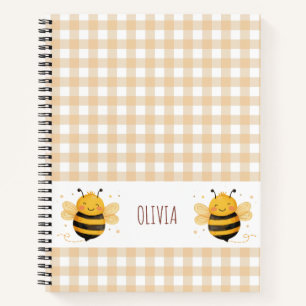 Chubby Bumblebee "Bee Happy" Gingham  Notebook