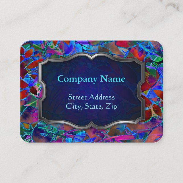 Chubby Business Card Floral Abstract Stained Glass (Front)
