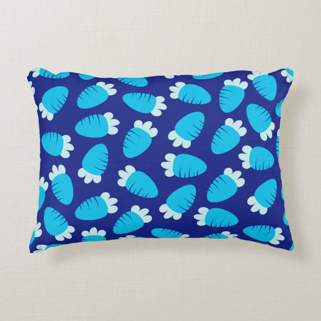 Chubby Carrots Blue Accent Pillow (Front)
