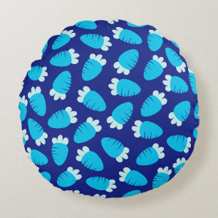 Chubby Carrots Blue Round Pillow